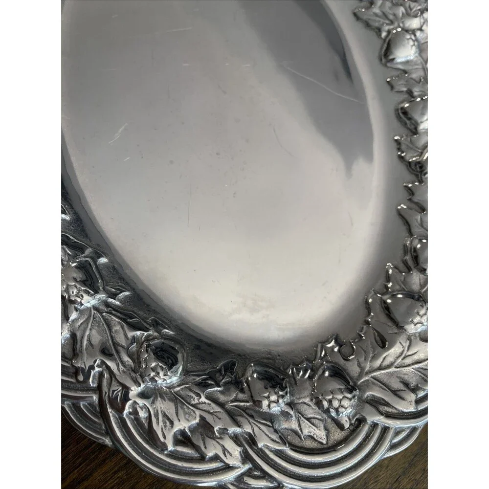 Vintage Wilton Armetale Oak Acorn Oval Serving Platter 14.5